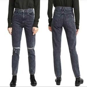 SLVRLAKE Beatnik High Rise Black Distressed Jeans Black Gray Stone Wash  29 Tall